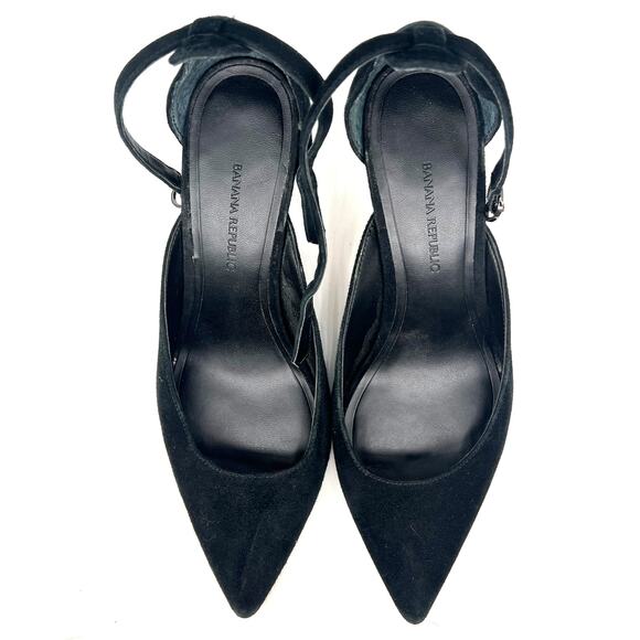 Banana Republic Black Suede Heels Ankle Strap - Picture 4 of 8